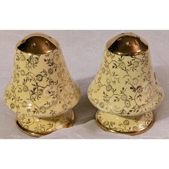 22 Kt Gold Sugar Bowl Creamer Salt & Pepper Shaker MCM Guaranteed Yellow Vtg USA - Picture 16 of 16